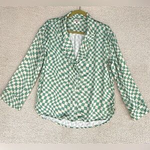 NEENDI pajama set sz. XS. Cream checkered pattern. Waist has stretch